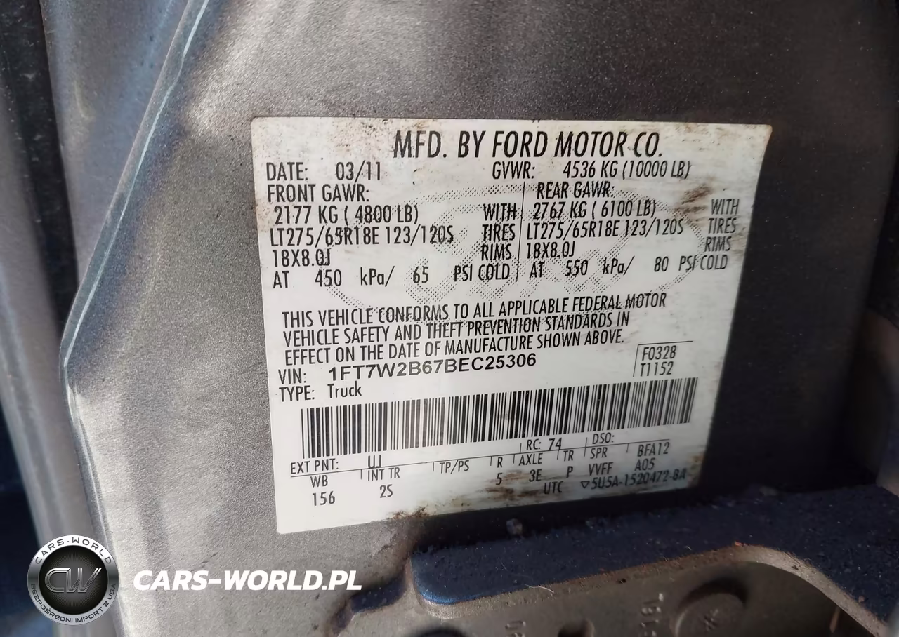 2011 Ford F-250 Xlt VIN:1FT7W2B67BEC25306 - 9