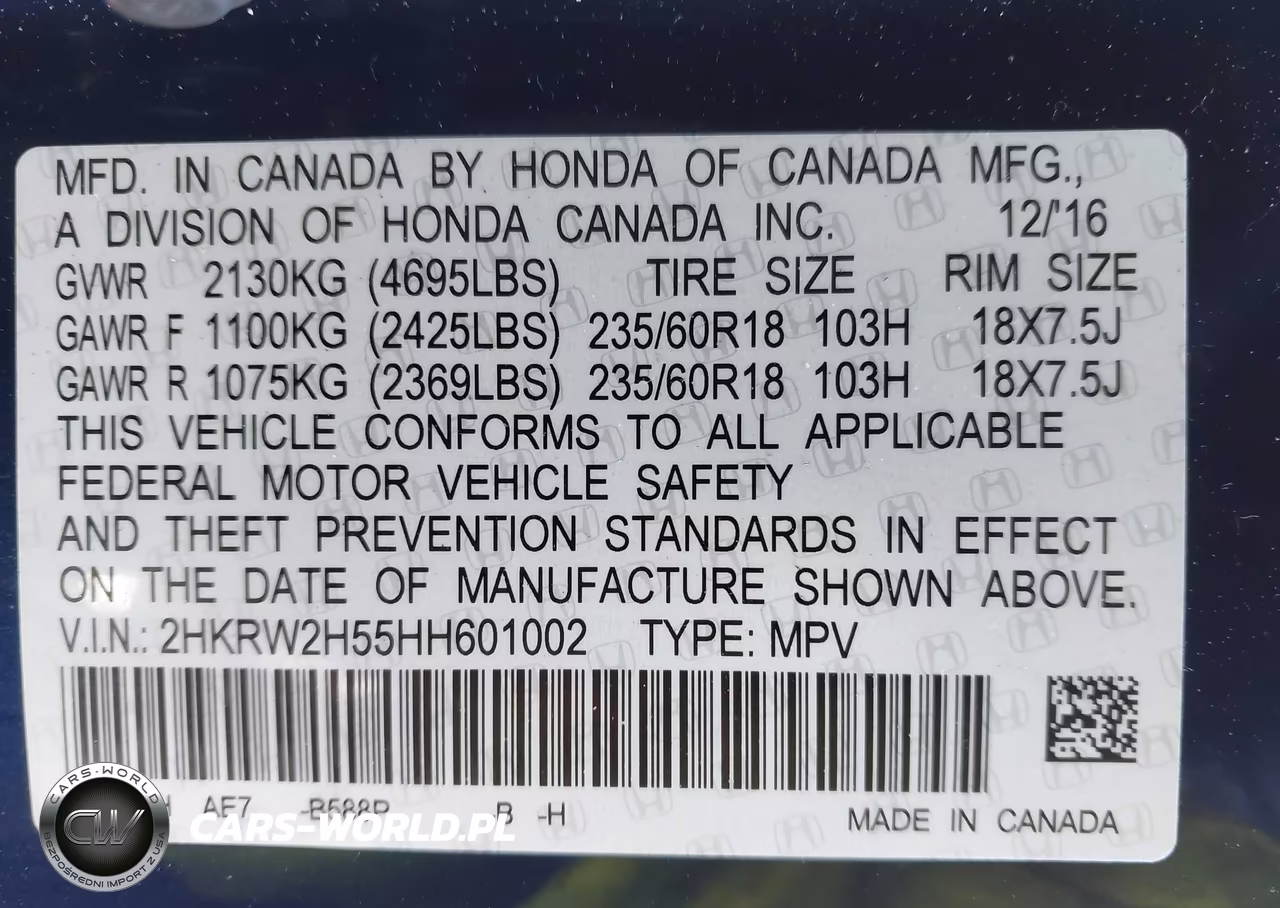 2017 Honda Cr-V Ex VIN:2HKRW2H55HH601002 - 9