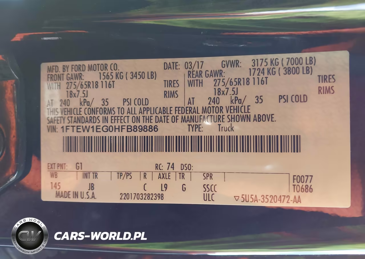 2017 Ford F-150 Xlt VIN:1FTEW1EG0HFB89886 - 9