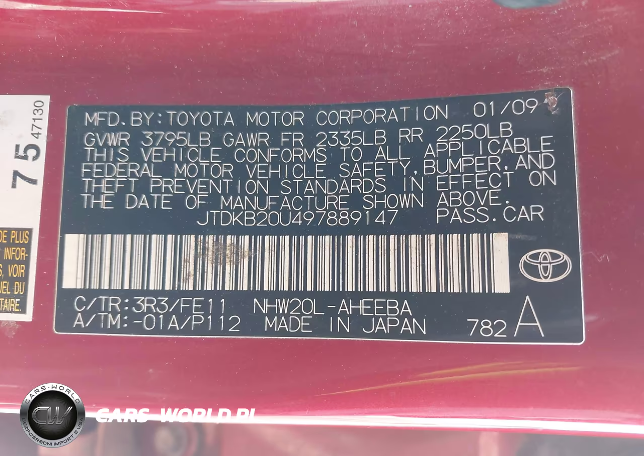 2009 Toyota Prius VIN:JTDKB20U497889147 - 9
