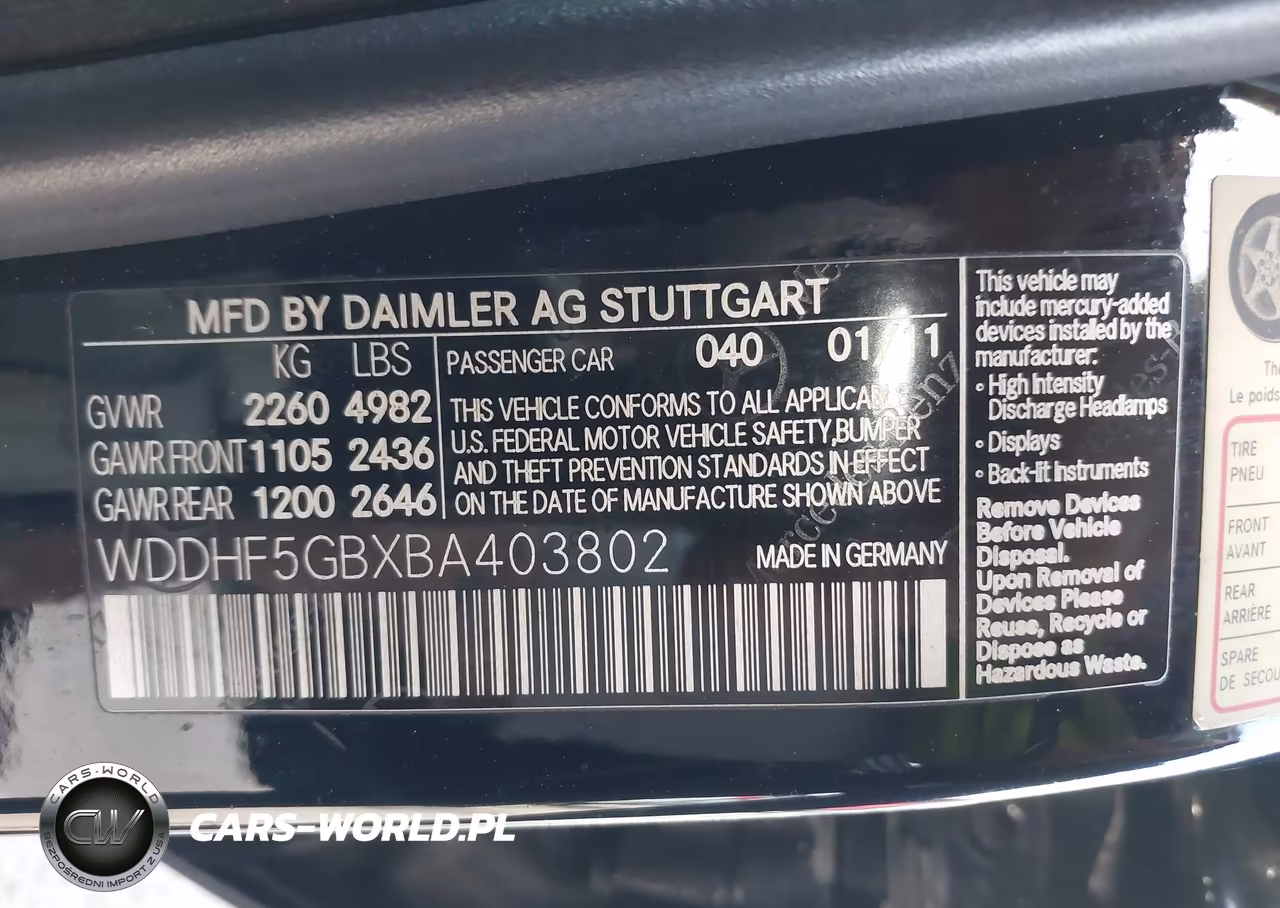 2011 Mercedes-Benz E 350 VIN:WDDHF5GBXBA403802 - 9