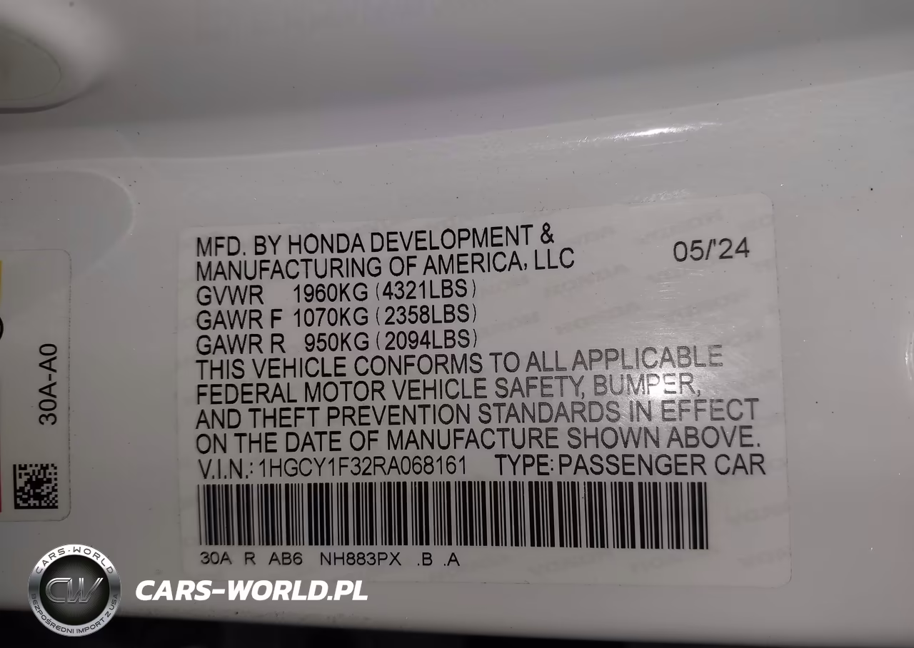 2024 Honda Accord Ex VIN:1HGCY1F32RA068161 - 9