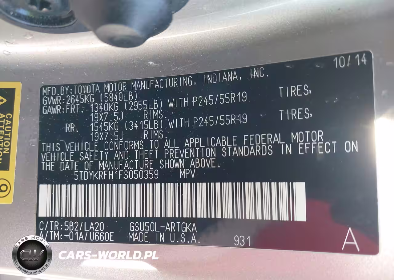 2015 Toyota Highlander Limited V6 VIN:5TDYKRFH1FS050359 - 9