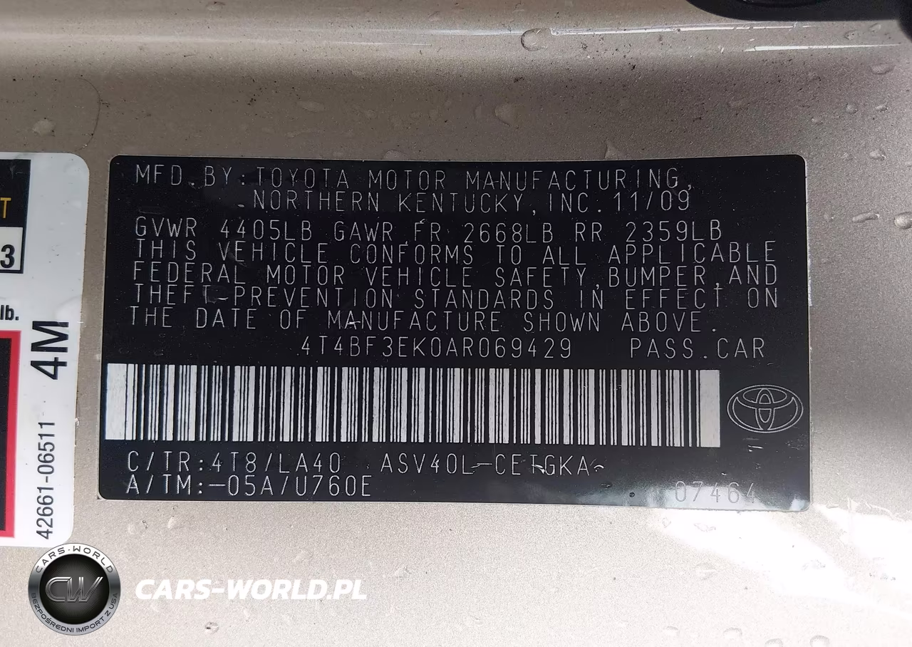 2010 Toyota Camry Xle VIN:4T4BF3EK0AR069429 - 9
