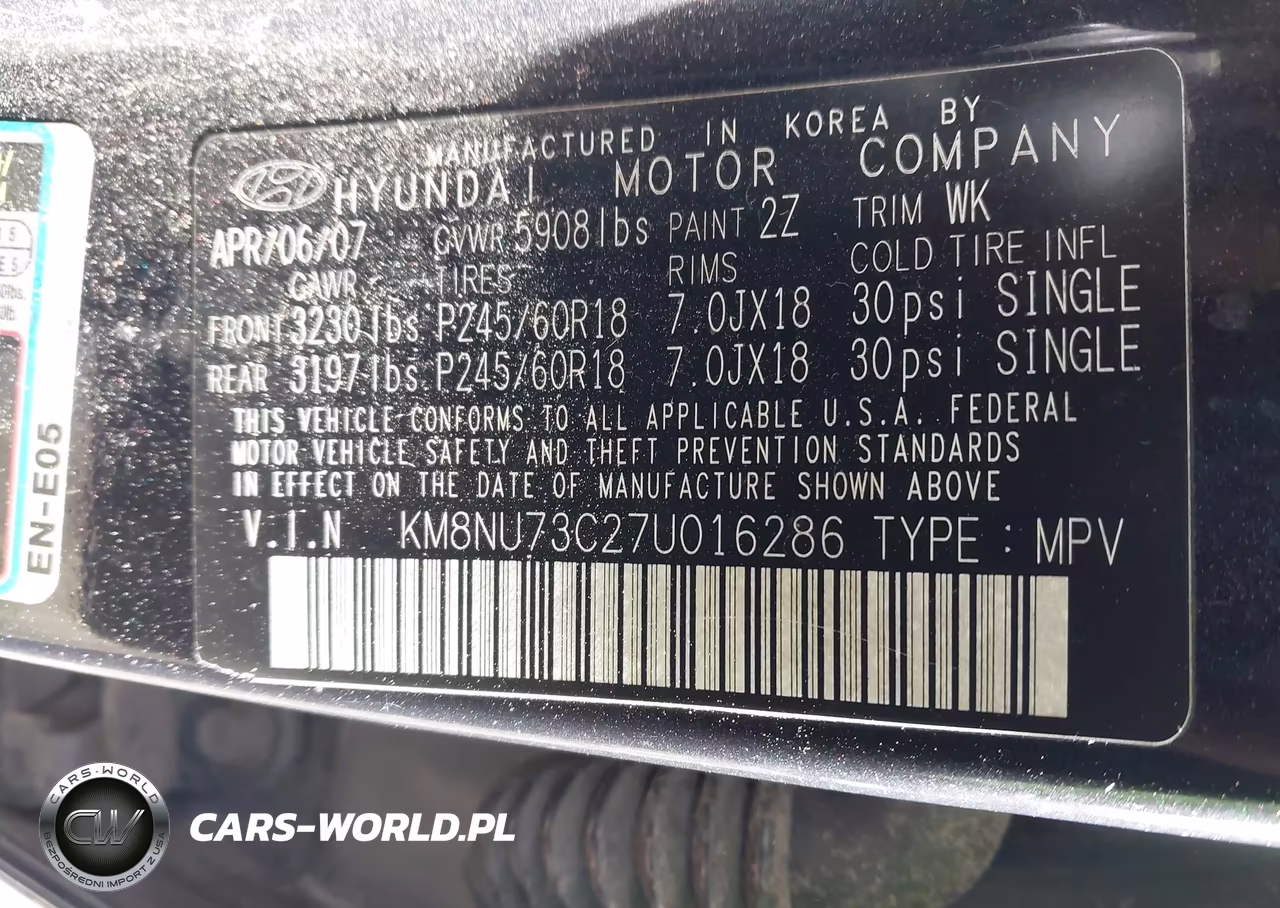 2007 Hyundai Veracruz Gls-Limited-Se VIN:KM8NU73C27U016286 - 9