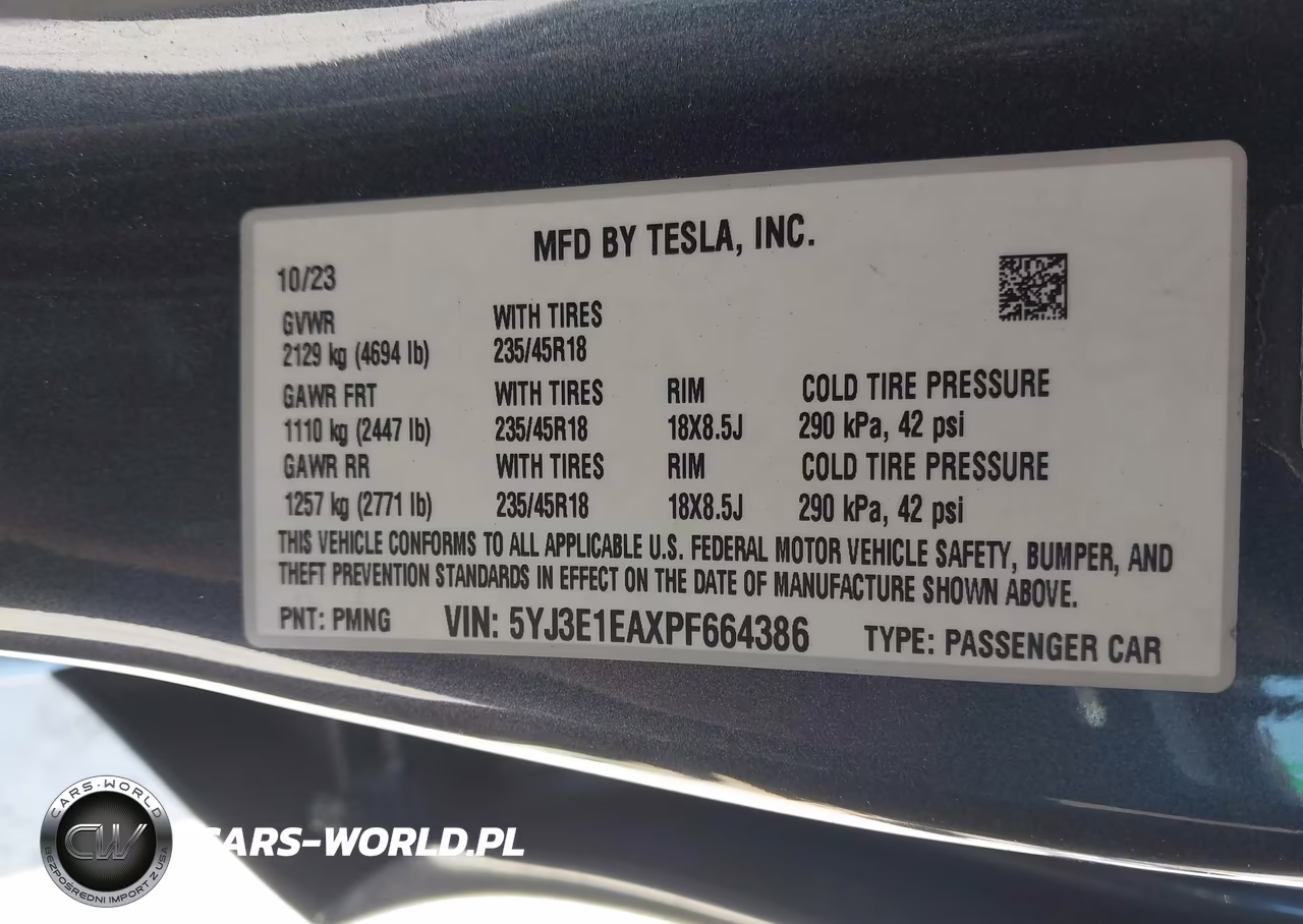 2023 Tesla Model 3 Rear-Wheel Drive VIN:5YJ3E1EAXPF664386 - 9