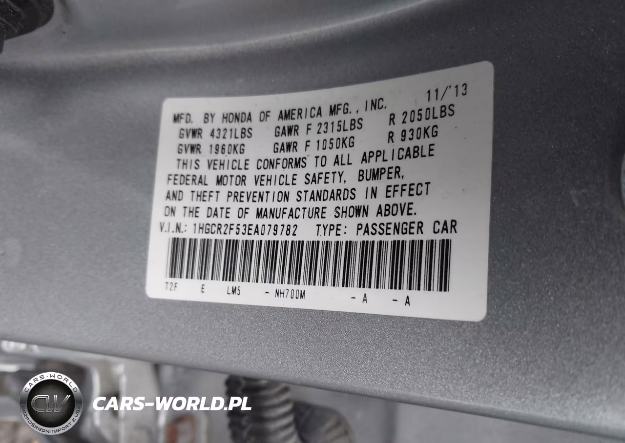 2014 Honda Accord Sport VIN:1HGCR2F53EA079782 - 9