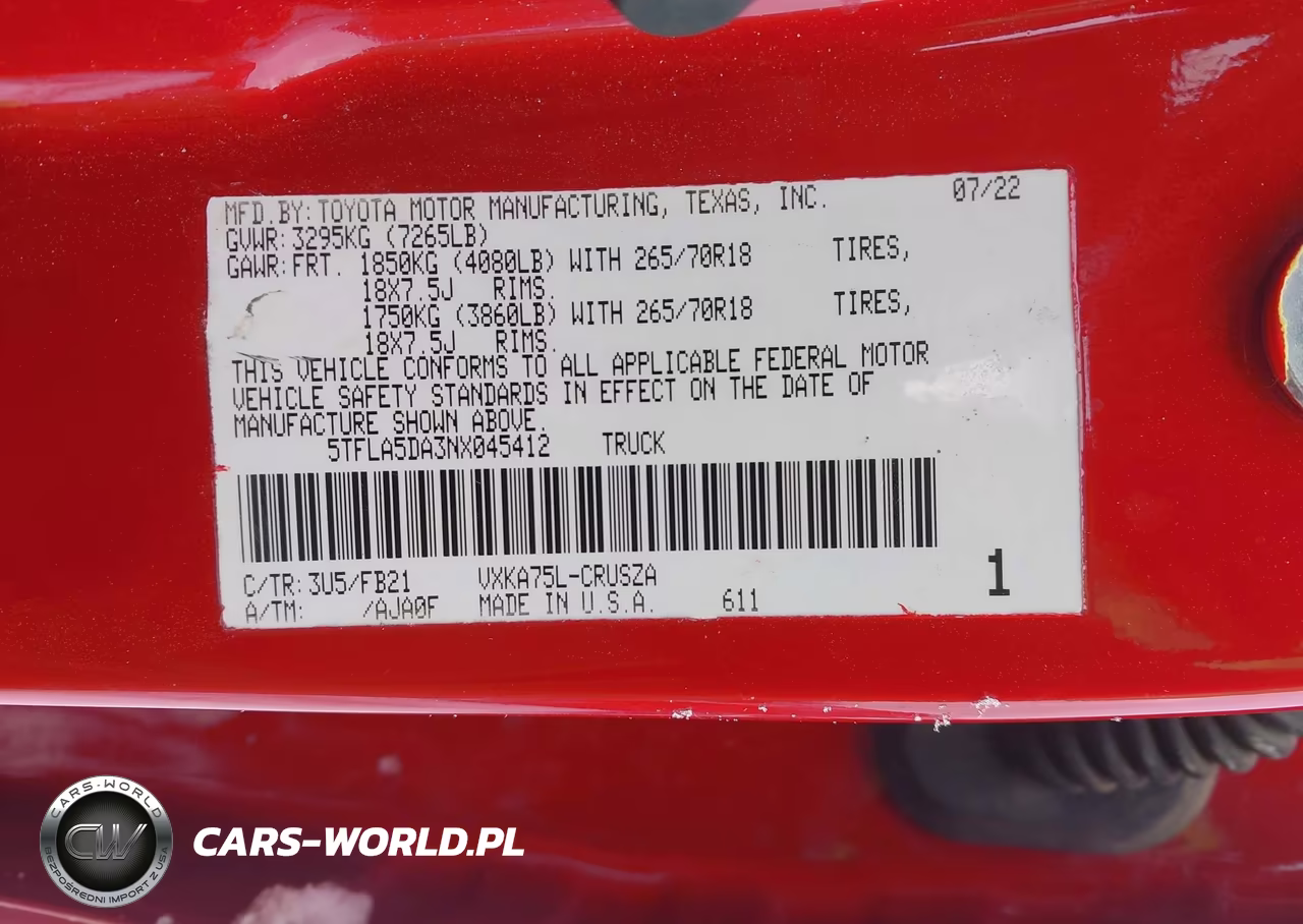 2022 Toyota Tundra Sr5 VIN:5TFLA5DA3NX045412 - 9