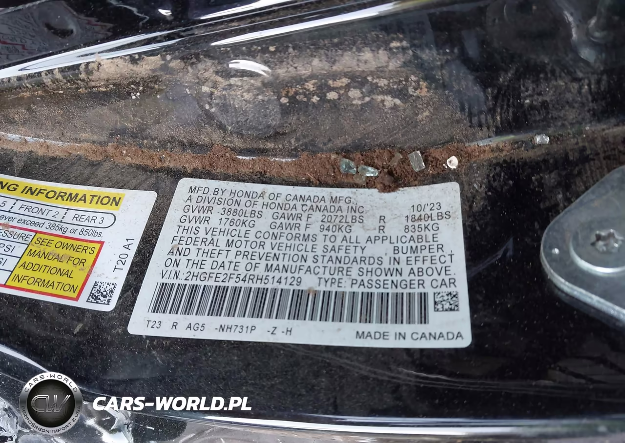 2024 Honda Civic Sport VIN:2HGFE2F54RH514129 - 9