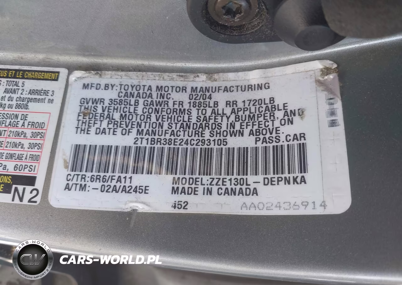2004 Toyota Corolla Le VIN:2T1BR38E24C293105 - 9