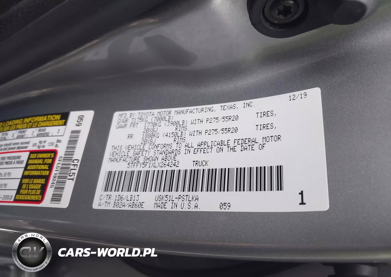 2020 Toyota Tundra Limited VIN:5TFFY5F1XLX264242 - 9