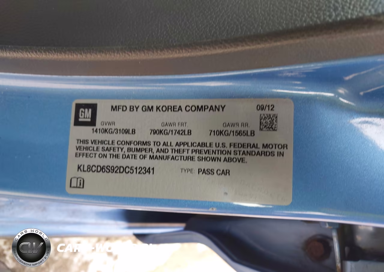 2013 Chevrolet Spark 1Lt Auto VIN:KL8CD6S92DC512341 - 9