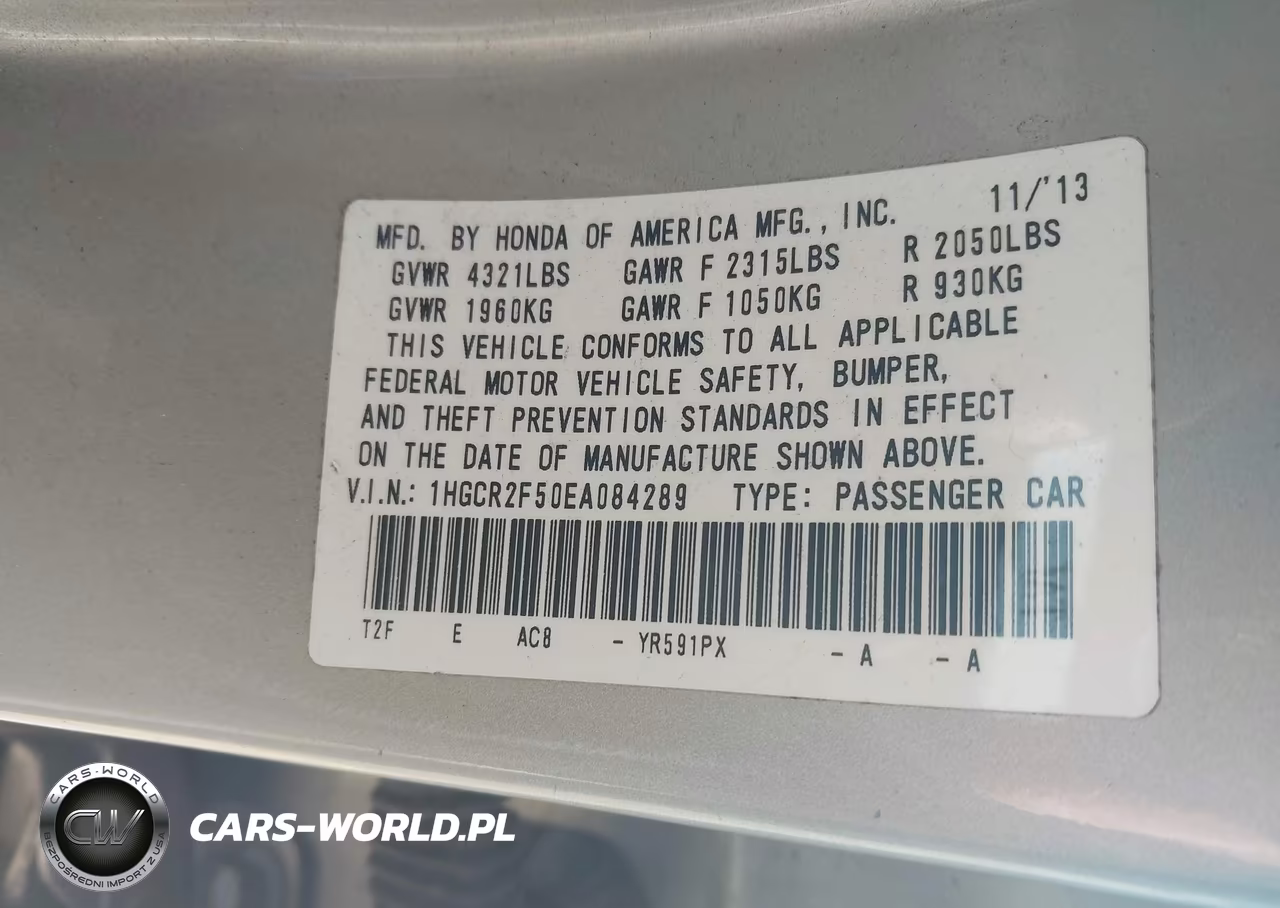 2014 Honda Accord Sport VIN:1HGCR2F50EA084289 - 9