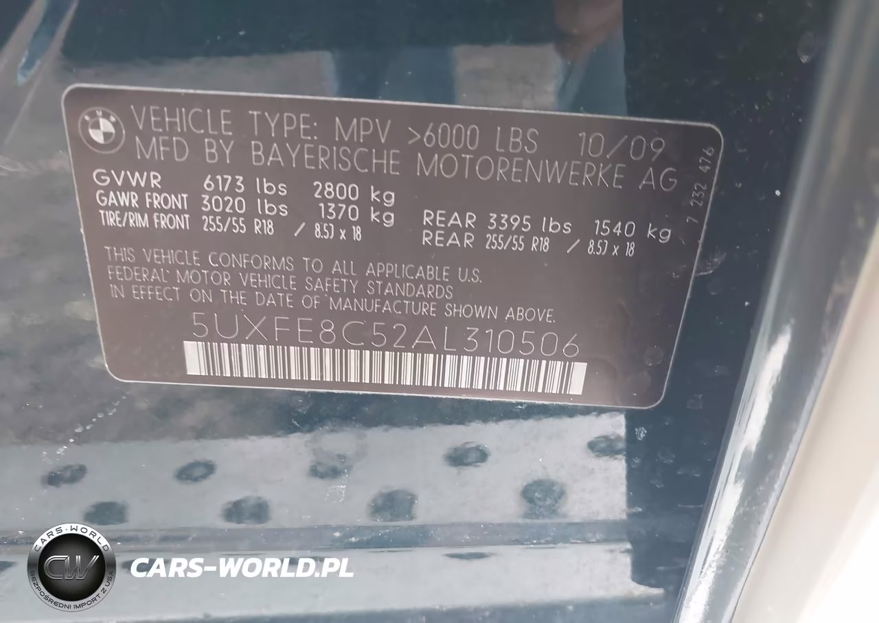 2010 BMW X5 xDrive48I VIN:5UXFE8C52AL310506 - 9