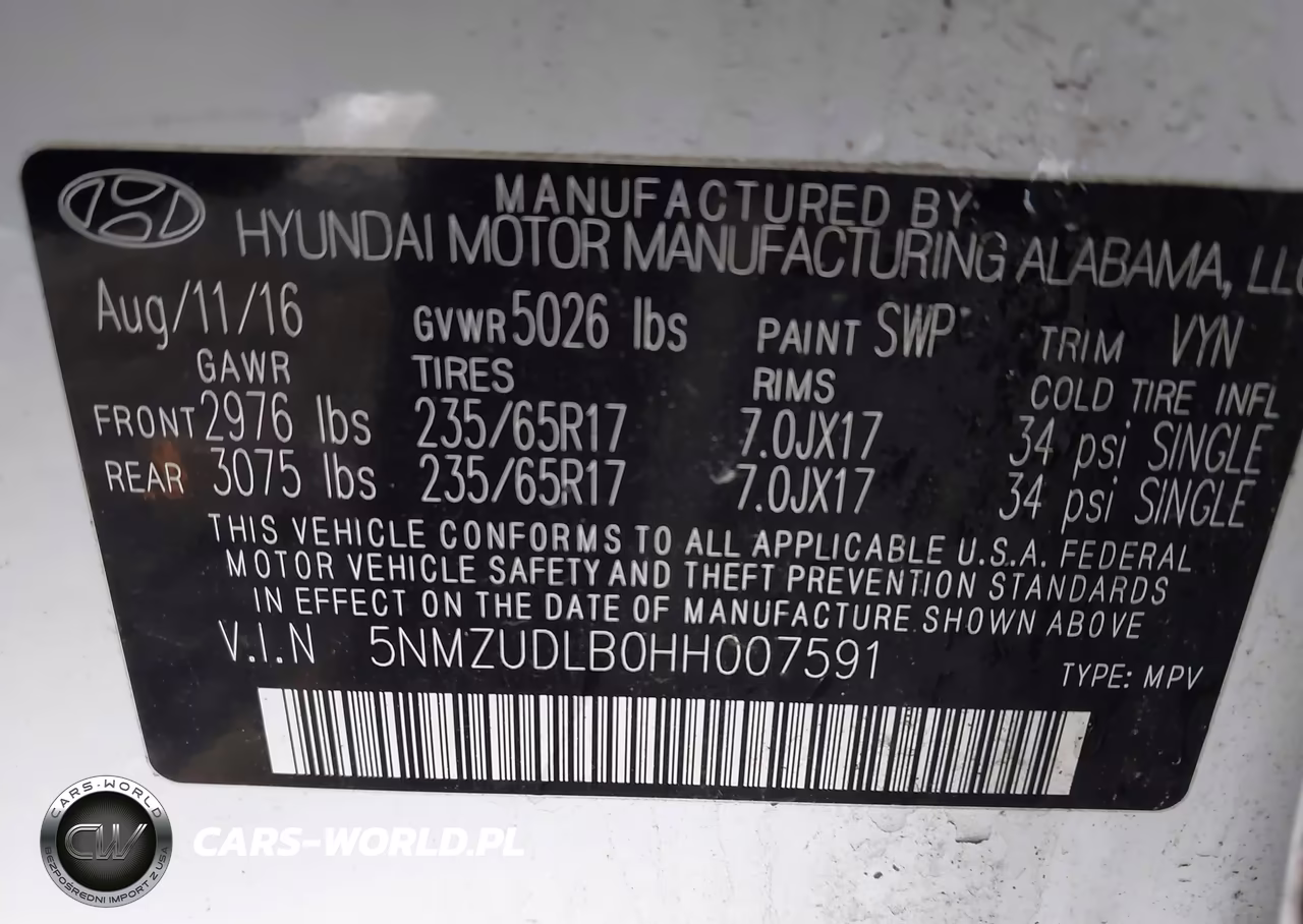 2017 Hyundai Santa Fe Sport 2.4L VIN:5NMZUDLB0HH007591 - 9