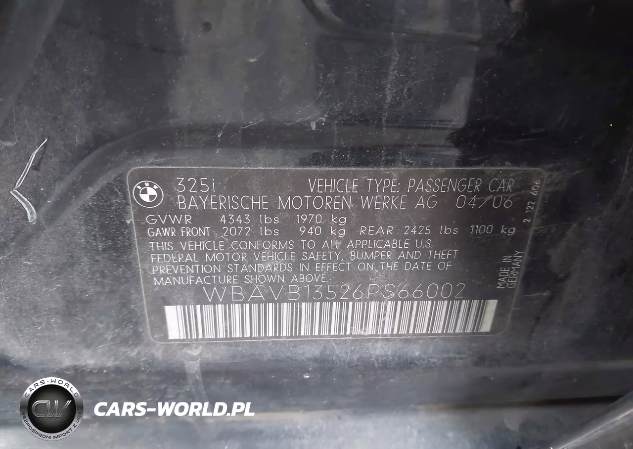2006 BMW 325I VIN:WBAVB13526PS66002 - 9