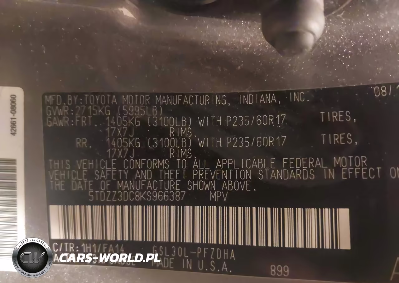 2019 Toyota Sienna L 7 Passenger VIN:5TDZZ3DC8KS966387 - 9