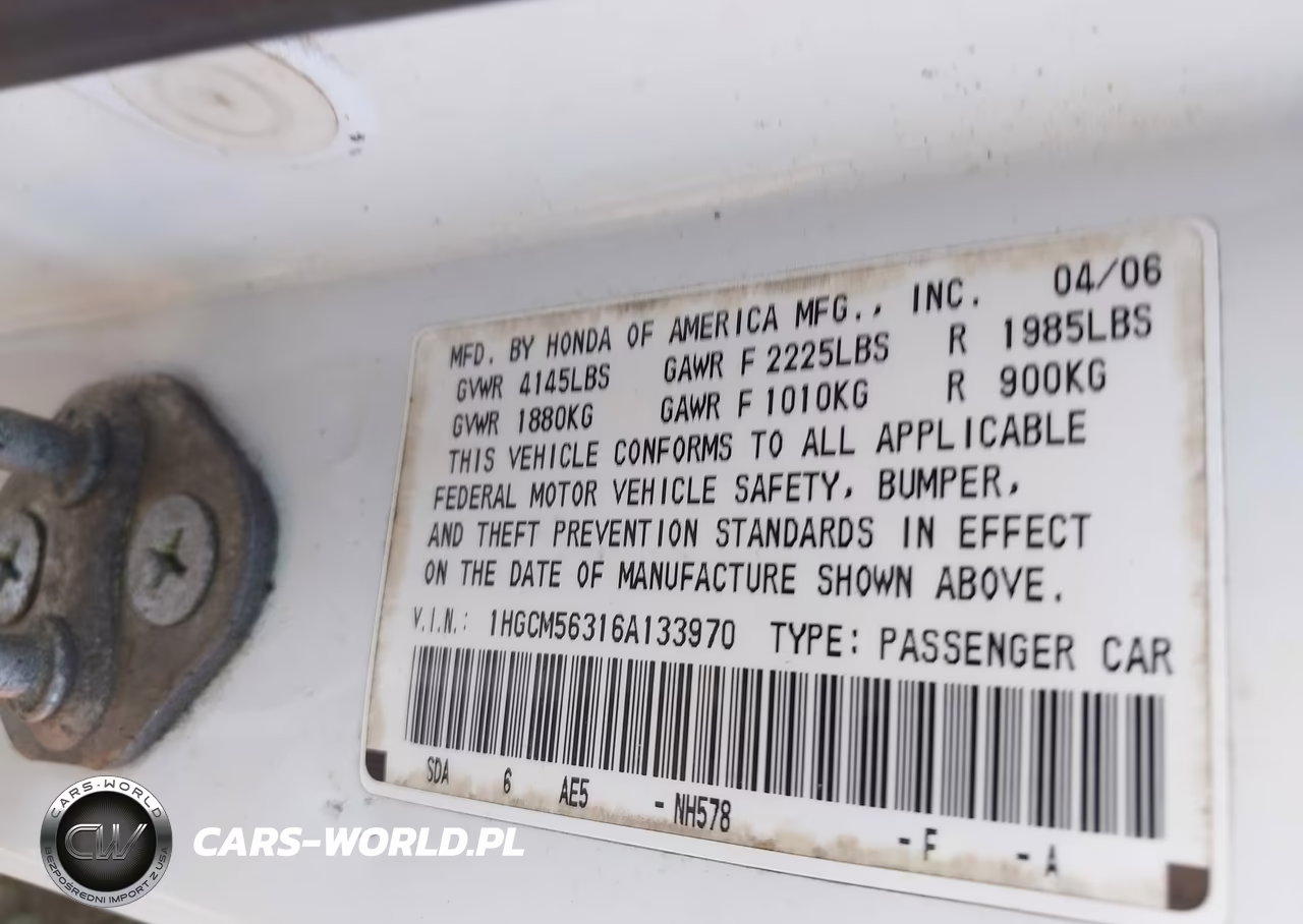 2006 Honda Accord 2.4 Se VIN:1HGCM56316A133970 - 9