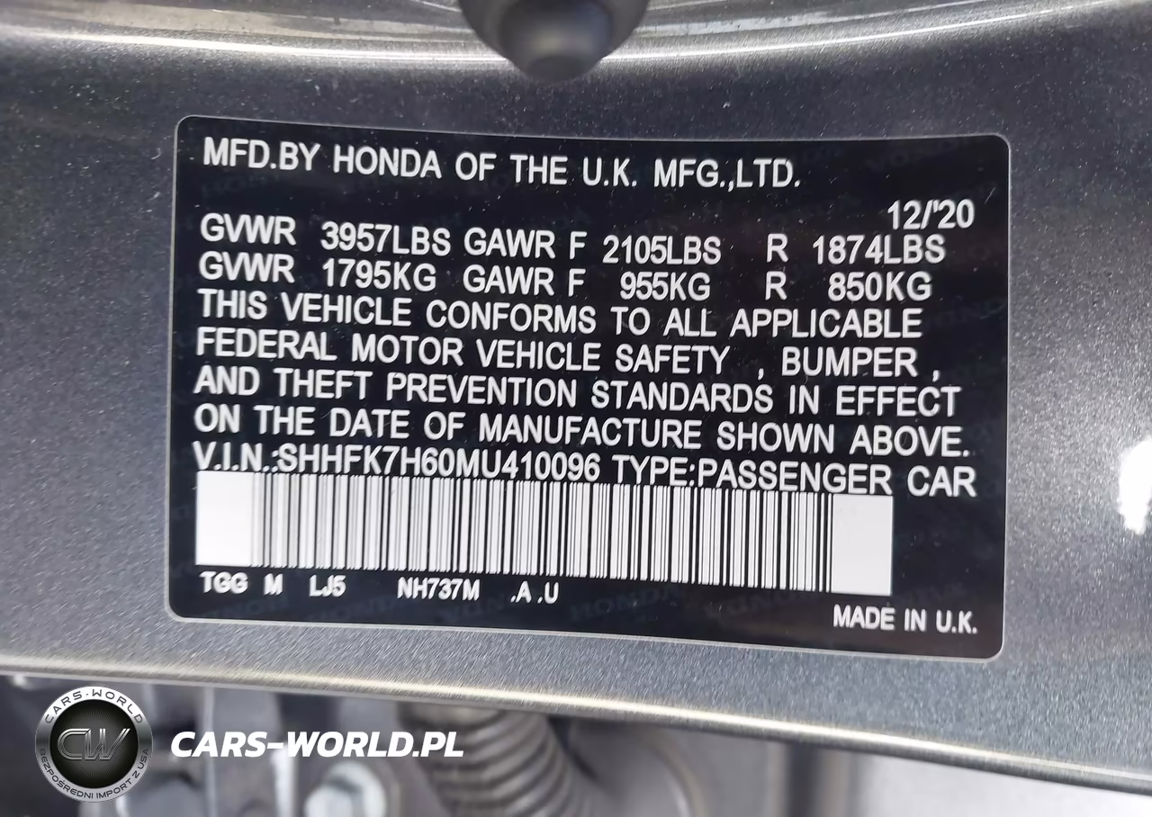 2021 Honda Civic Ex VIN:SHHFK7H60MU410096 - 9