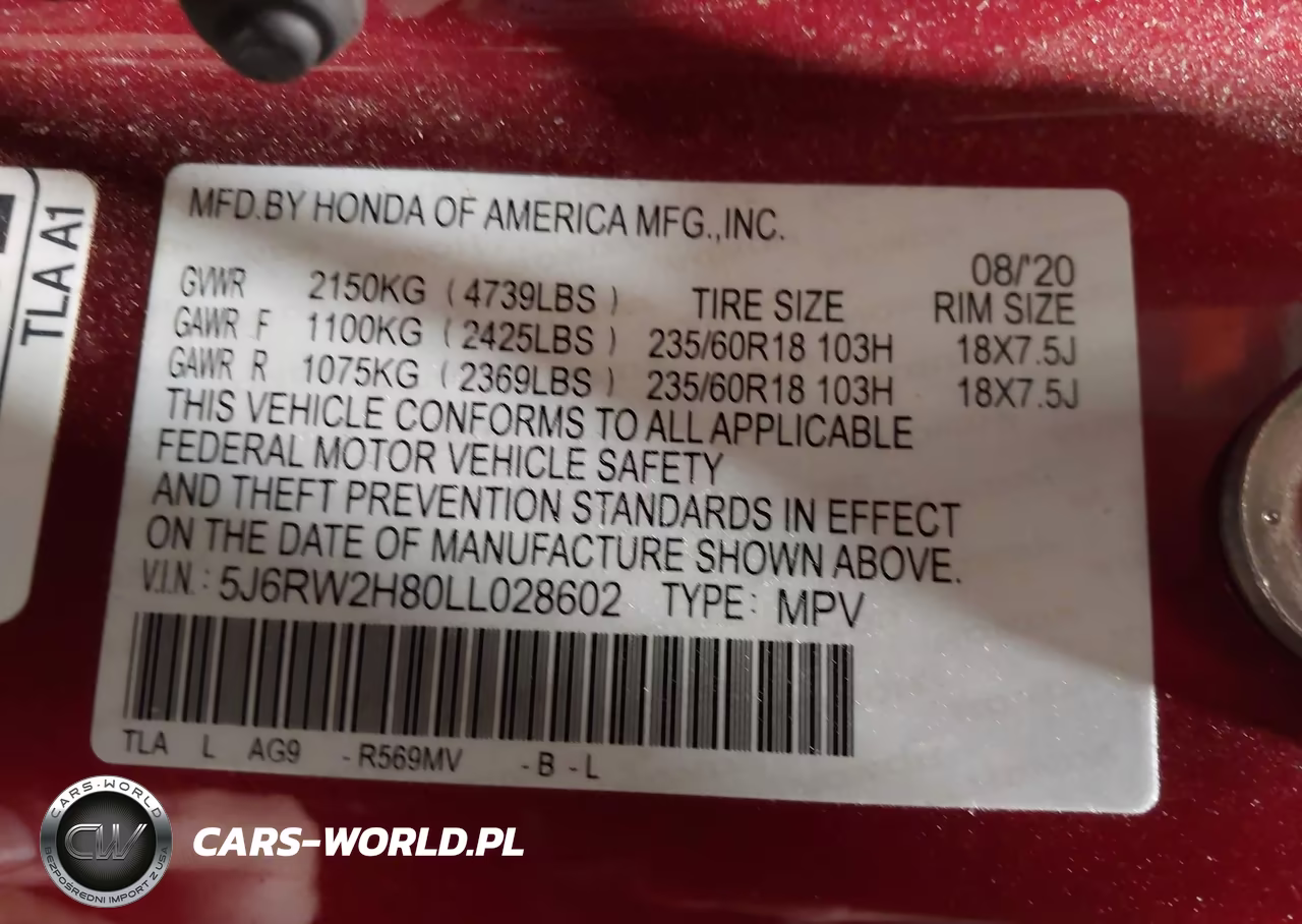 2020 Honda Cr-V Awd Ex-L VIN:5J6RW2H80LL028602 - 9