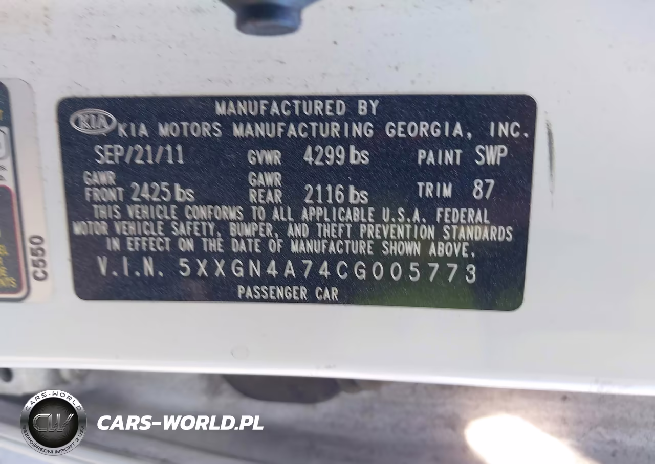 2012 Kia Optima Ex VIN:5XXGN4A74CG005773 - 9