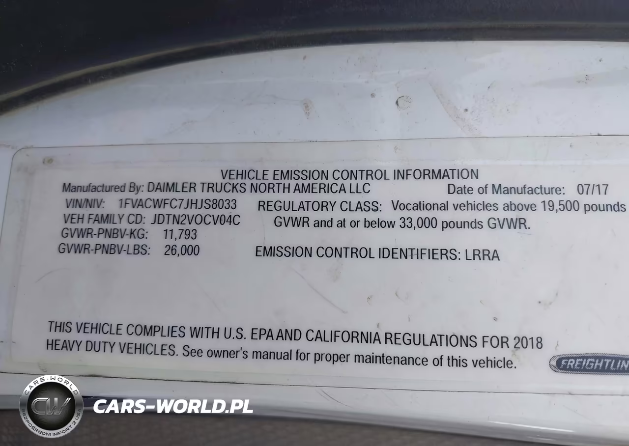 2018 Freightliner M2 106 VIN:1FVACWFC7JHJS8033 - 8
