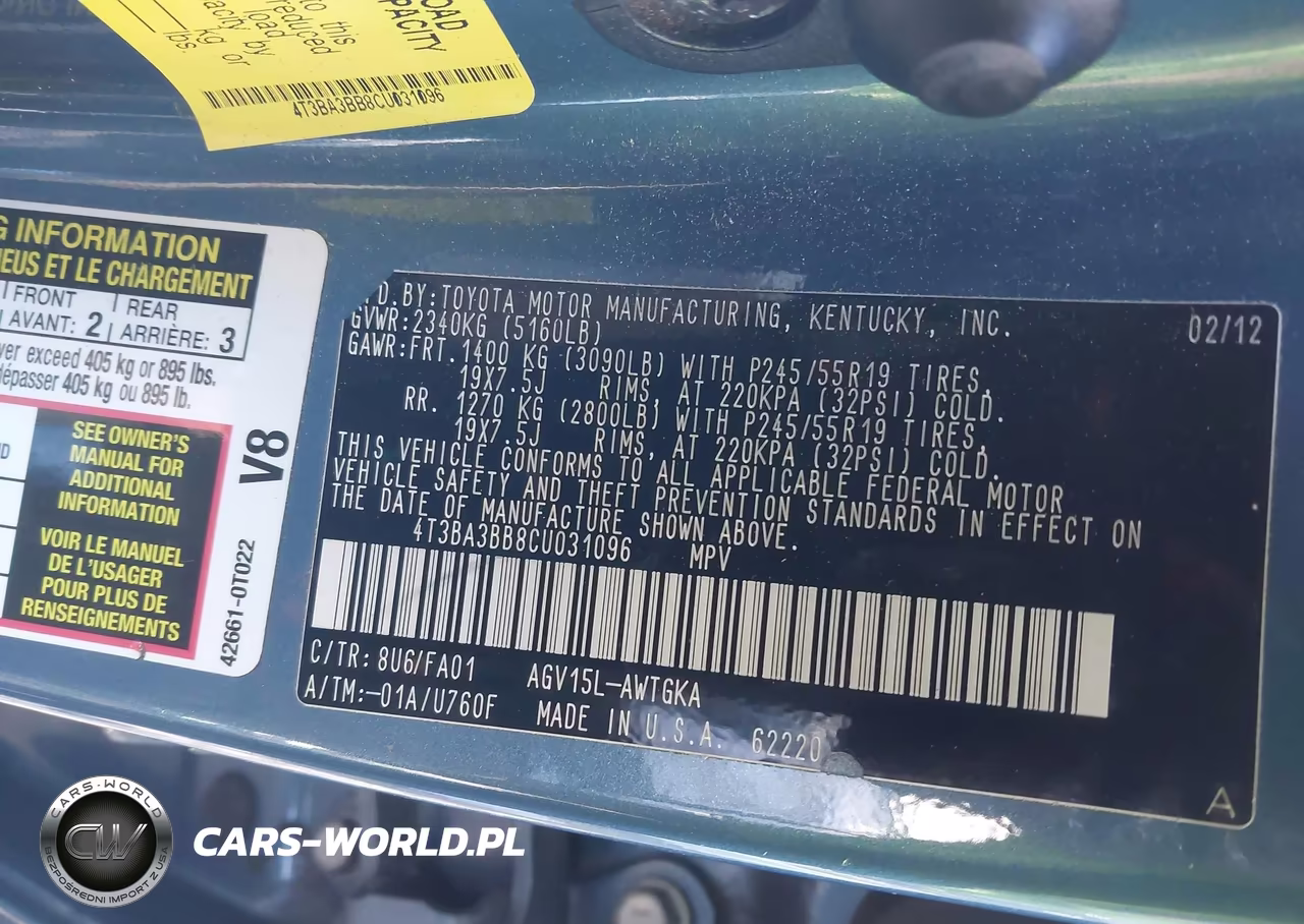 2012 Toyota Venza Le VIN:4T3BA3BB8CU031096 - 9