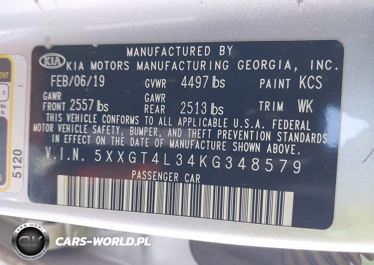 2019 Kia Optima Lx VIN:5XXGT4L34KG348579 - 9