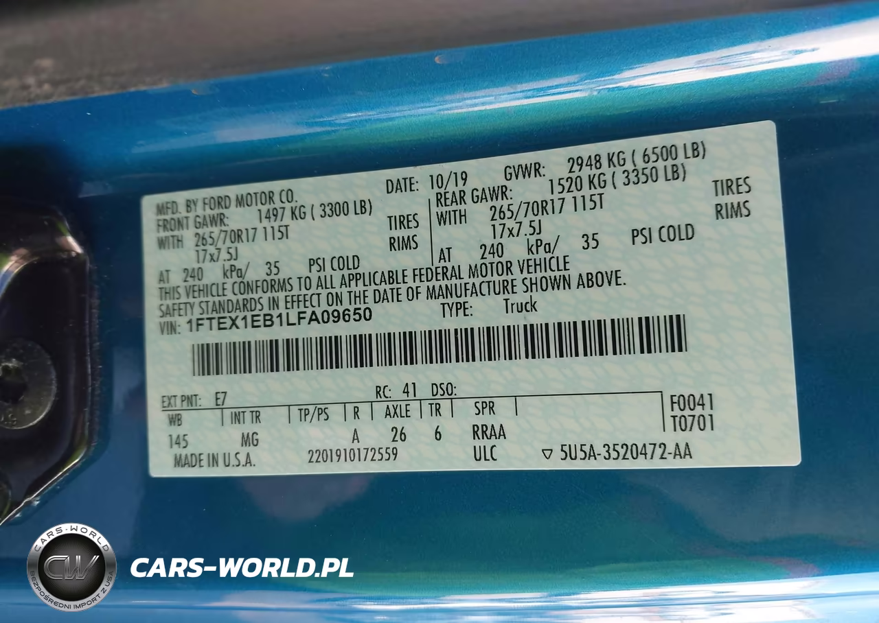 2020 Ford F-150 Xlt VIN:1FTEX1EB1LFA09650 - 9