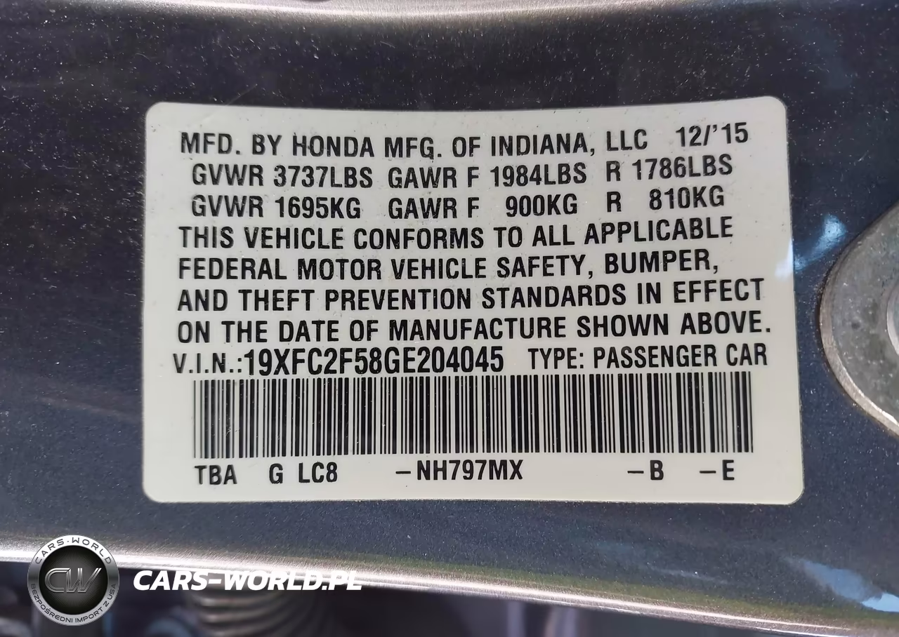 2016 Honda Civic Lx VIN:19XFC2F58GE204045 - 9