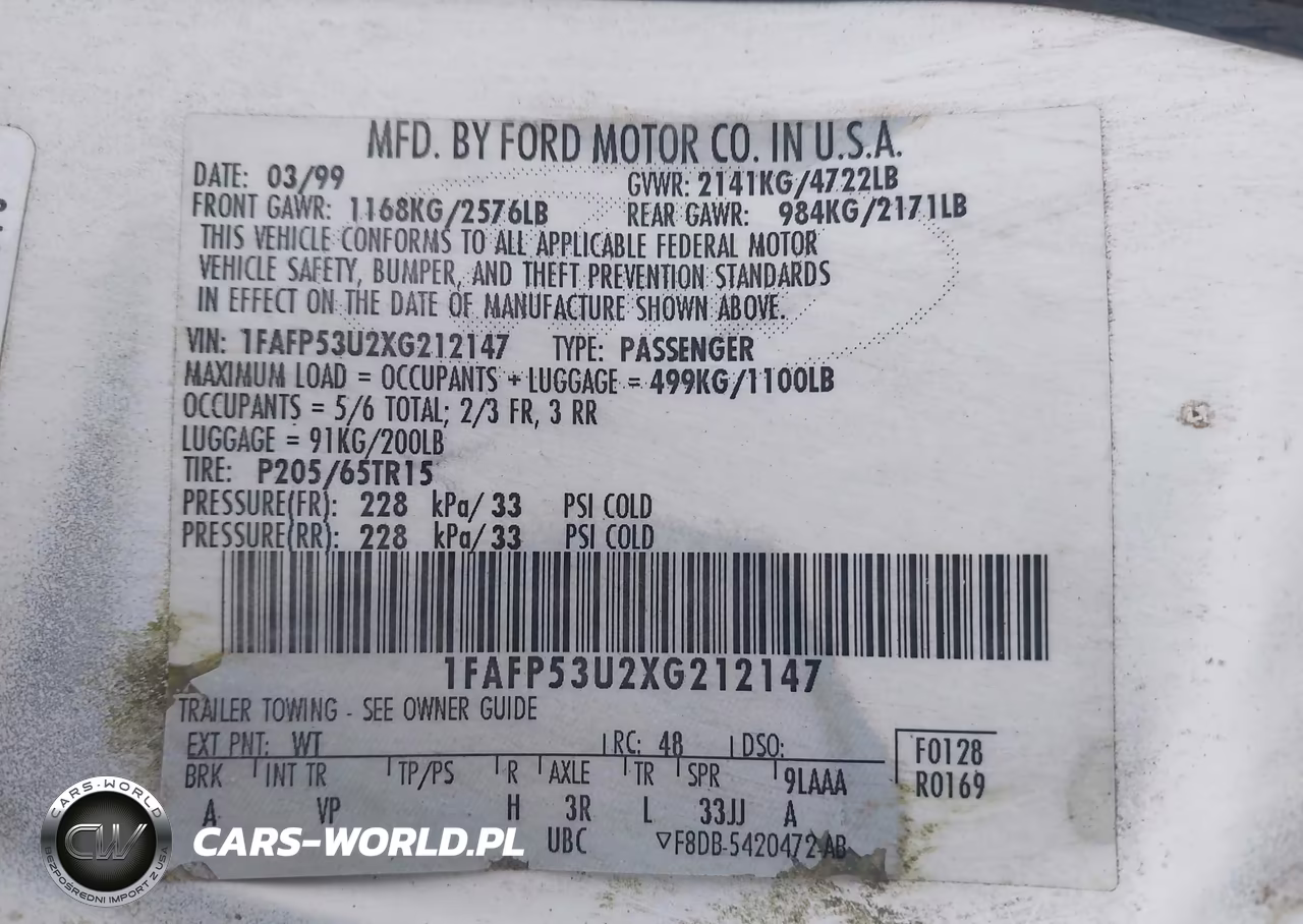1999 Ford Taurus Se-Se-Ne VIN:1FAFP53U2XG212147 - 9