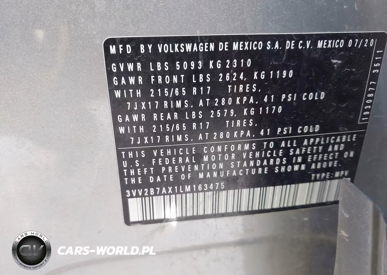 2020 Volkswagen Tiguan VIN:3VV2B7AX1LM163475 - 9