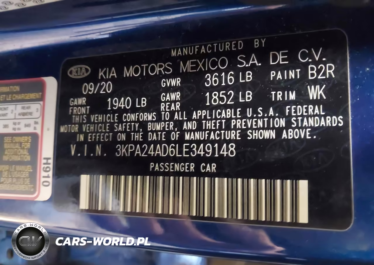 2020 Kia Rio S VIN:3KPA24AD6LE349148 - 9