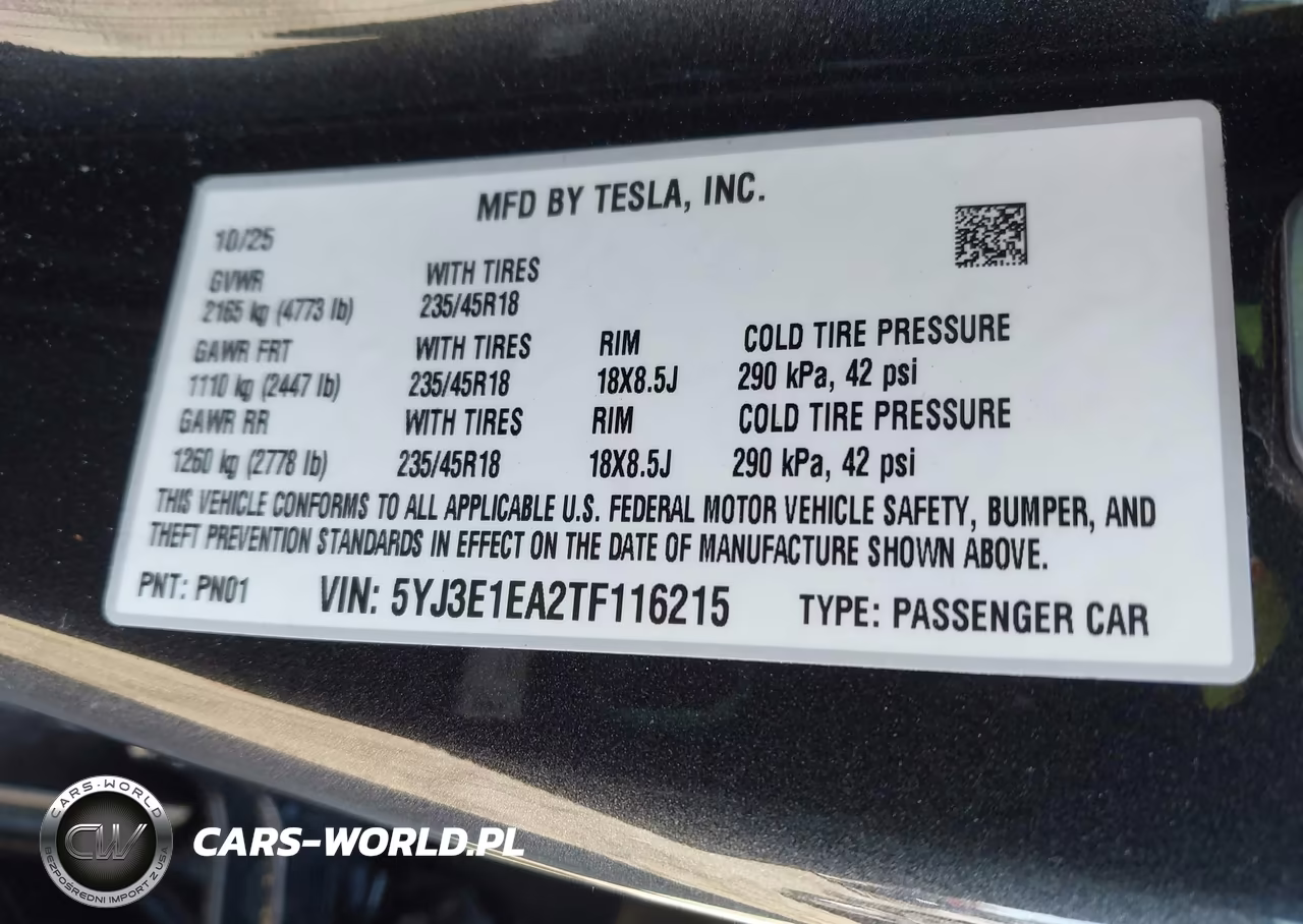 2026 Tesla Model 3 Premium Rear-Wheel Drive-Standard Rear-Wheel Drive VIN:5YJ3E1EA2TF116215 - 9