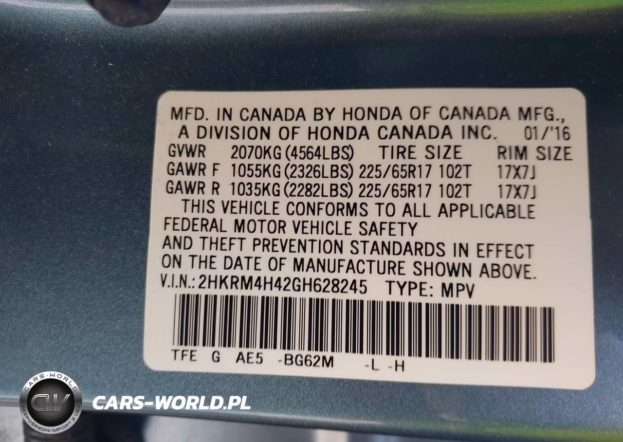 2016 Honda Cr-V Se VIN:2HKRM4H42GH628245 - 9