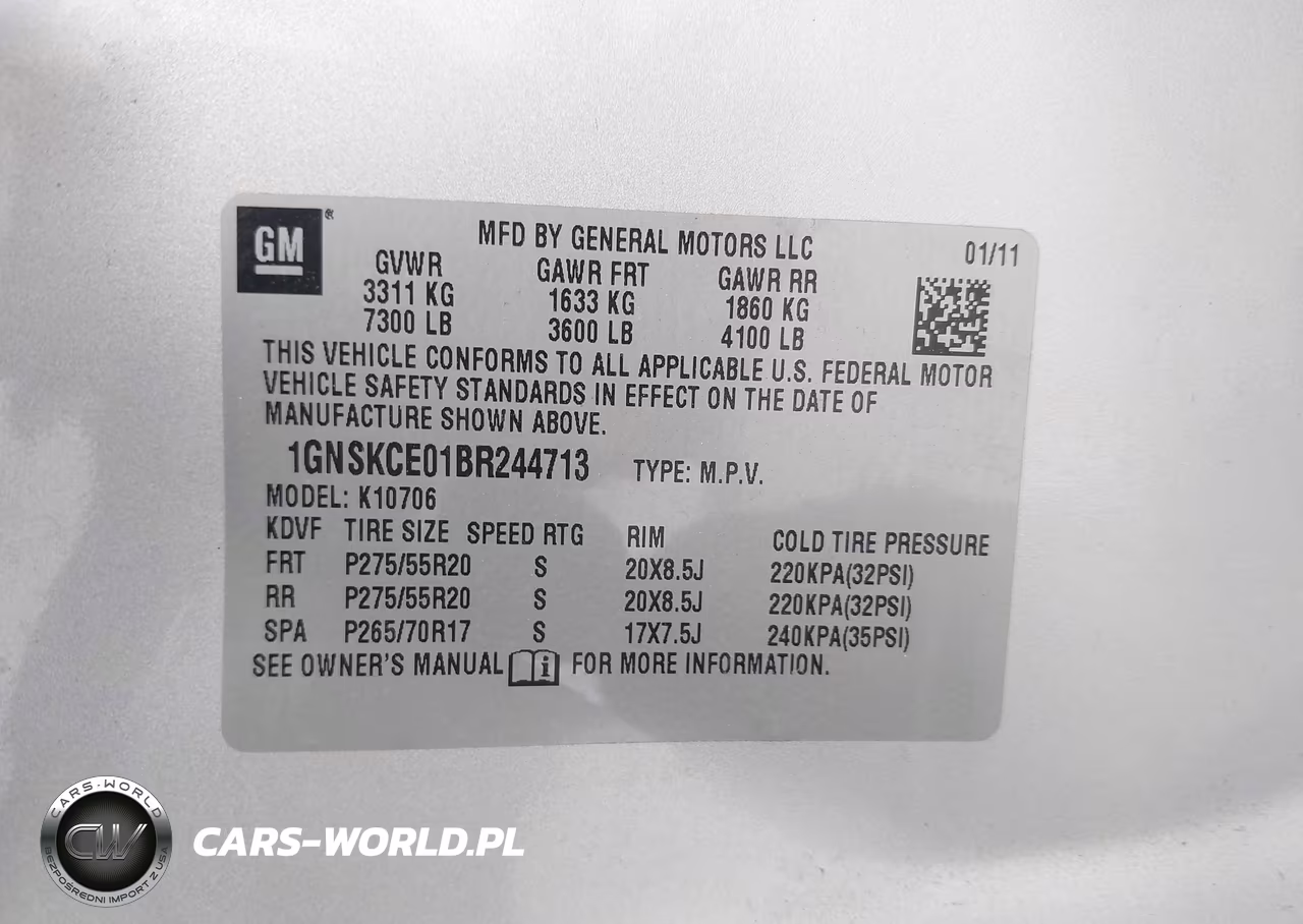 2011 Chevrolet Tahoe Ltz VIN:1GNSKCE01BR244713 - 9