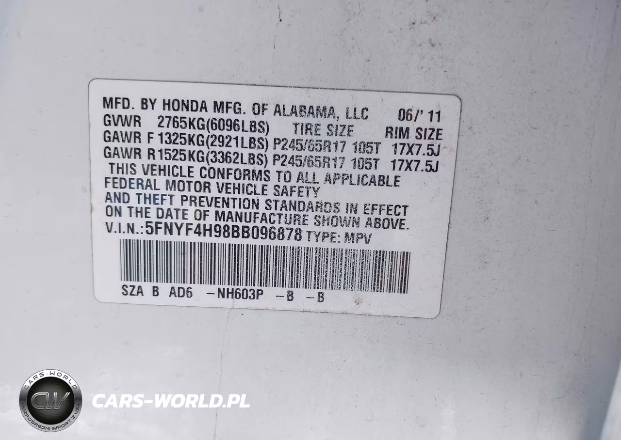 2011 Honda Pilot Touring VIN:5FNYF4H98BB096878 - 9