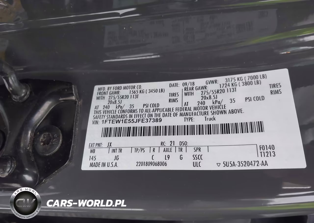 2018 Ford F-150 Xl VIN:1FTEW1E55JFE37389 - 9