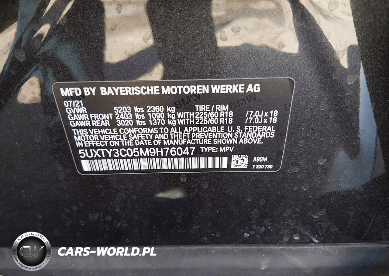 2021 BMW X3 Sdrive30I VIN:5UXTY3C05M9H76047 - 9