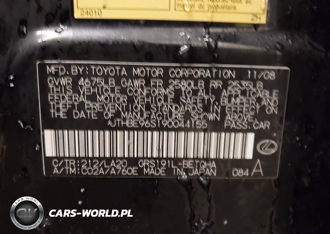 2009 Lexus Gs 350 VIN:JTHBE96S190044155 - 9