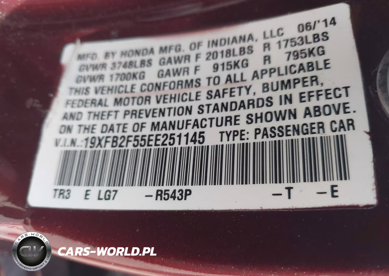 2014 Honda Civic Lx VIN:19XFB2F55EE251145 - 9
