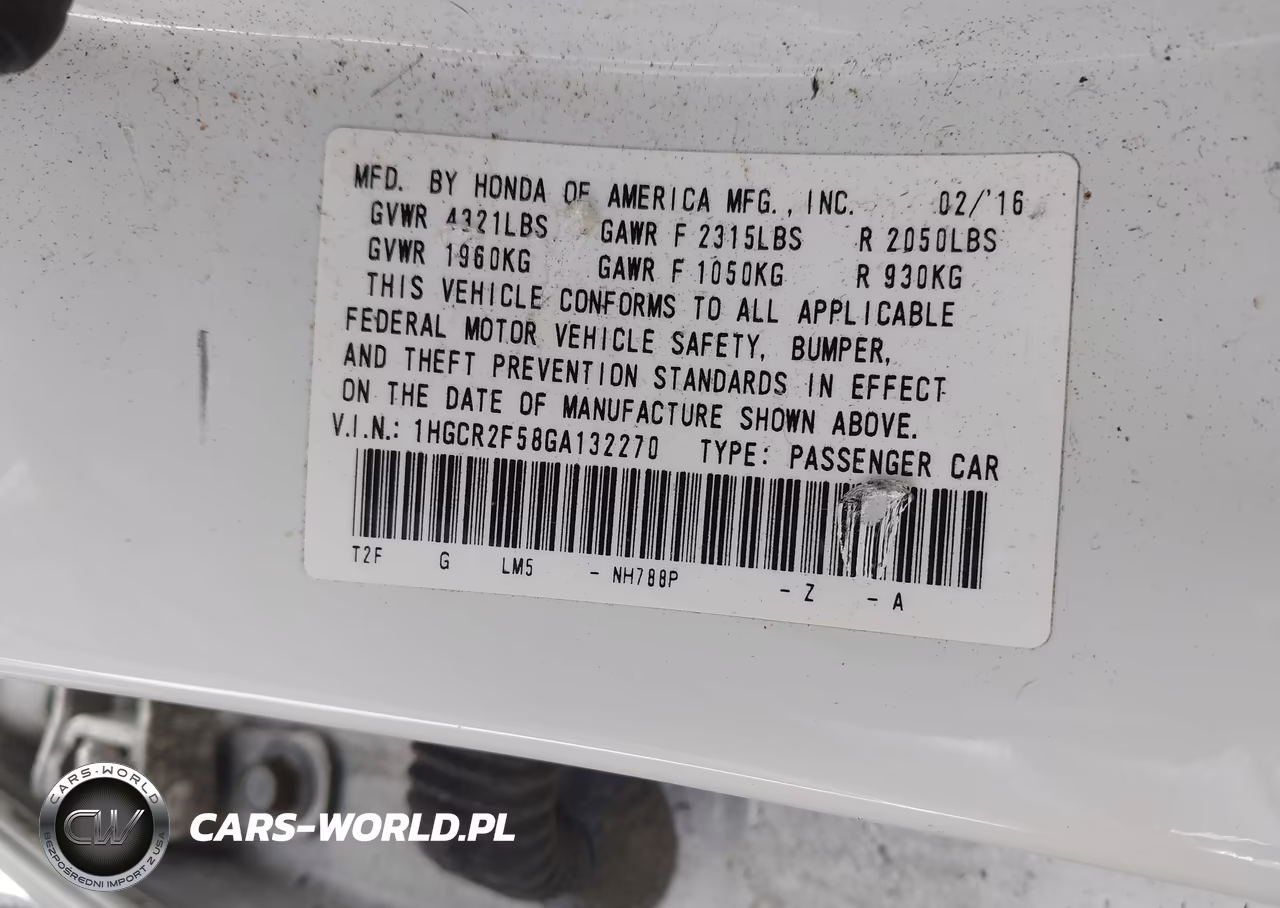 2016 Honda Accord Sport VIN:1HGCR2F58GA132270 - 9