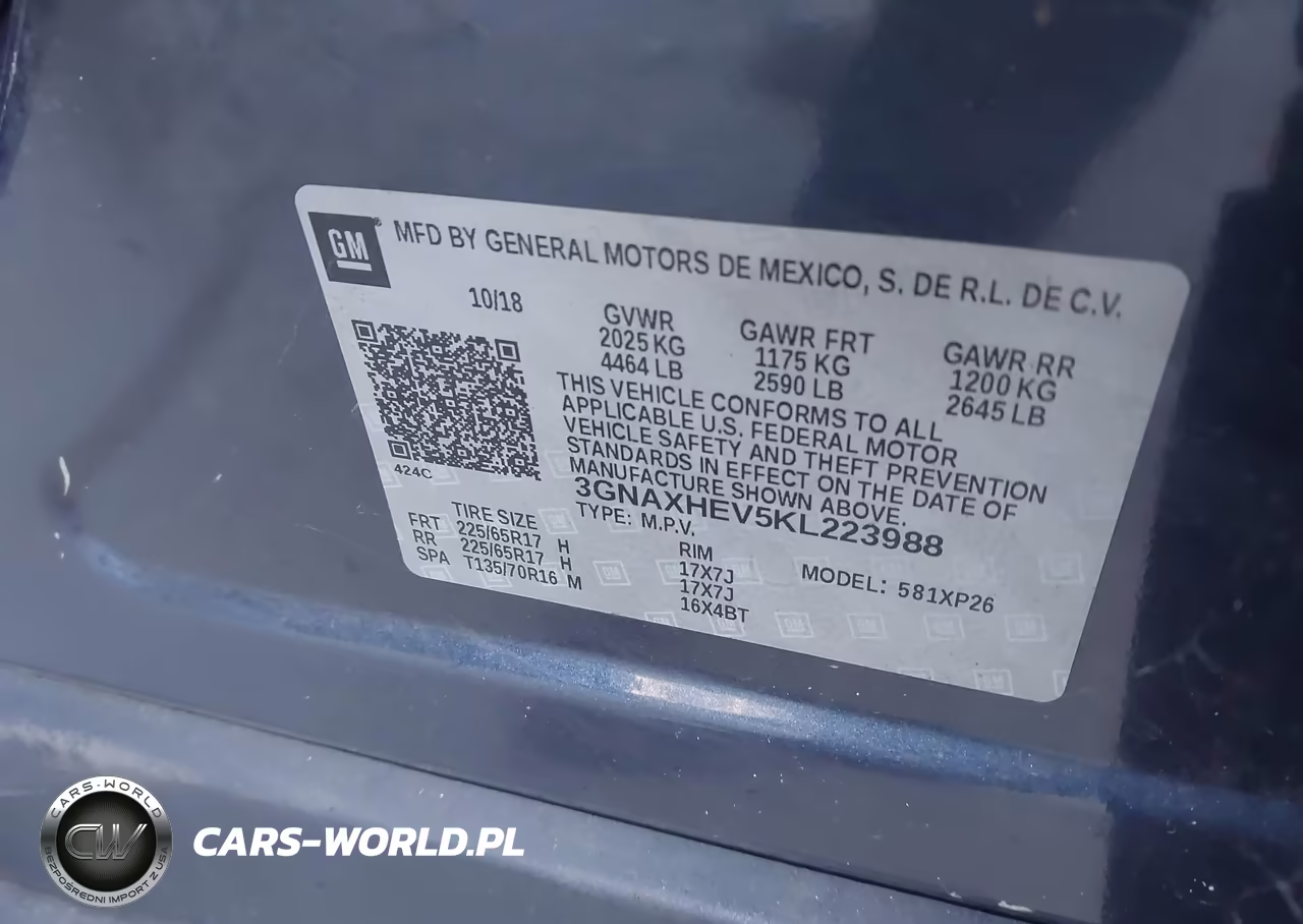 2019 Chevrolet Equinox Ls VIN:3GNAXHEV5KL223988 - 9