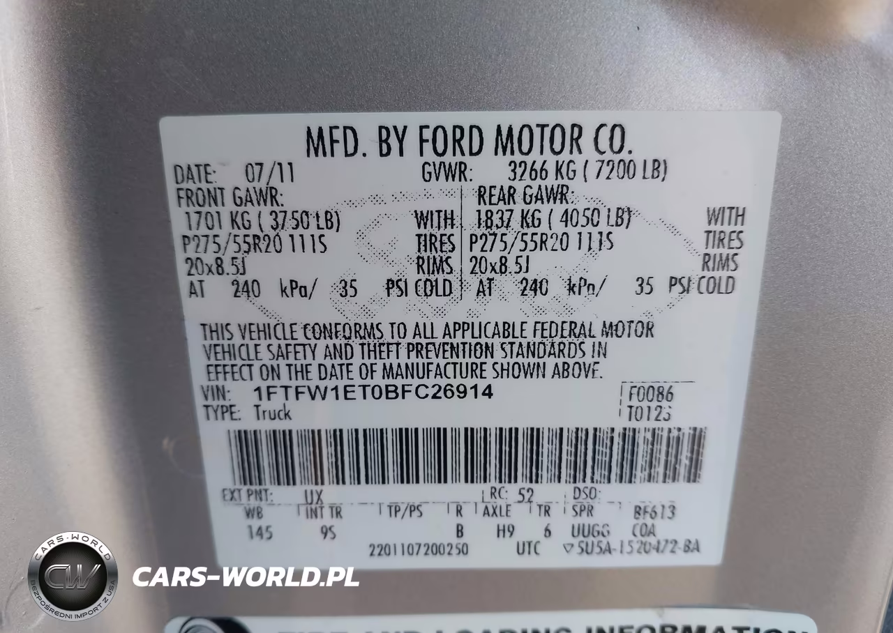 2011 Ford F-150 Platinum VIN:1FTFW1ET0BFC26914 - 9