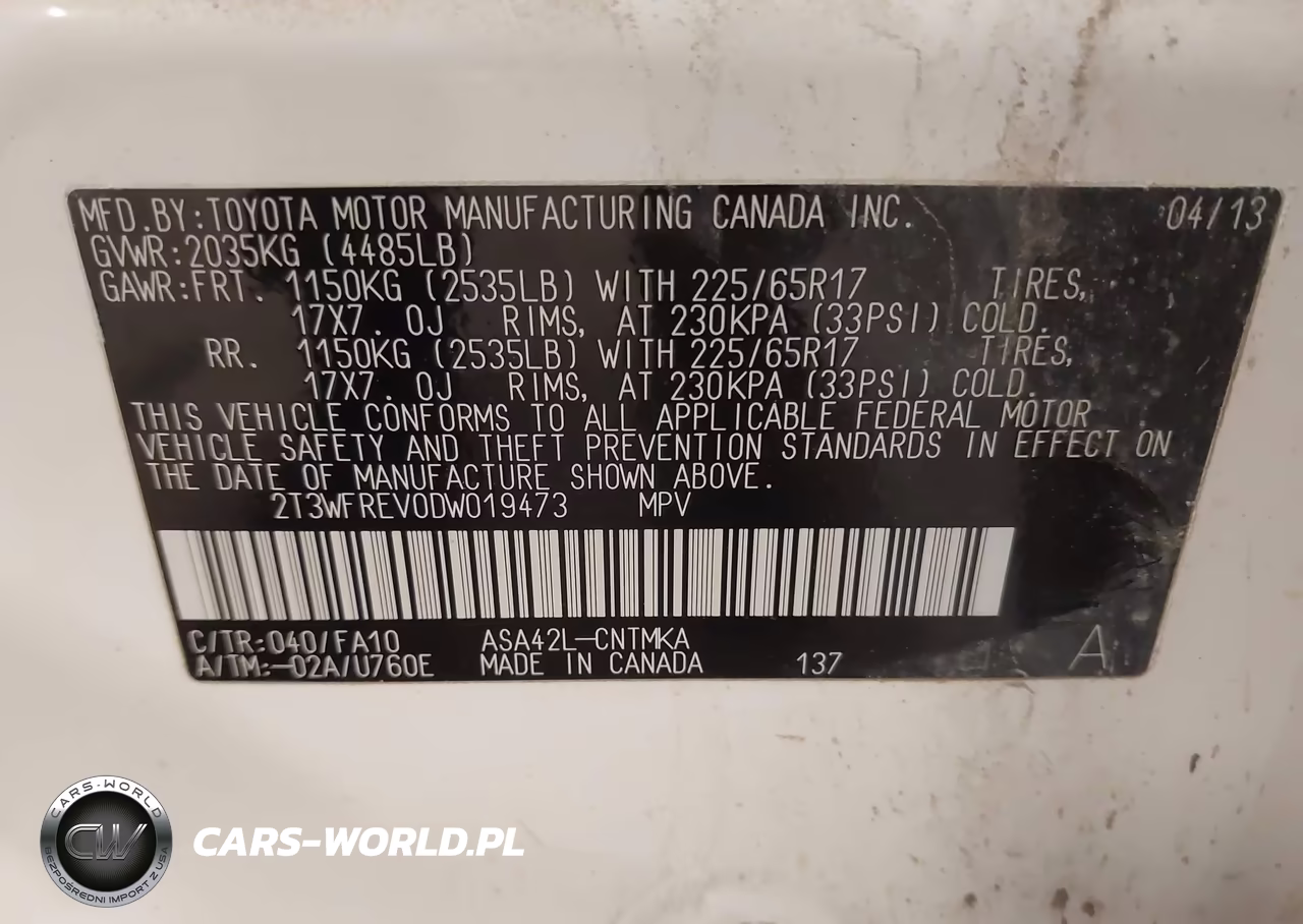 2013 Toyota Rav4 Xle VIN:2T3WFREV0DW019473 - 9
