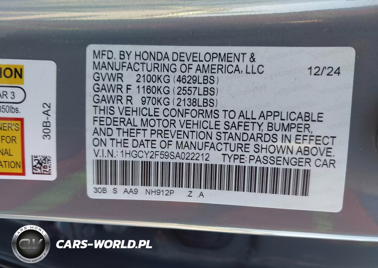 2025 Honda Accord Hybrid Sport VIN:1HGCY2F59SA022212 - 9