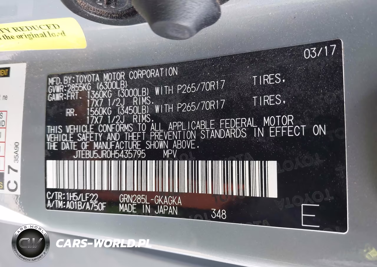 2017 Toyota 4Runner Trd Pro VIN:JTEBU5JR0H5435795 - 9