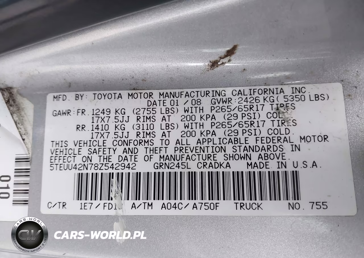 2008 Toyota Tacoma Access Cab VIN:5TEUU42N78Z542942 - 9