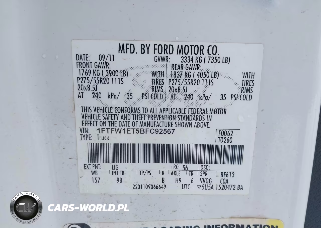 2011 Ford F-150 Platinum VIN:1FTFW1ET5BFC92567 - 9