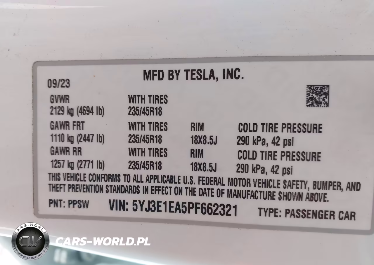 2023 Tesla Model 3 Rear-Wheel Drive VIN:5YJ3E1EA5PF662321 - 9